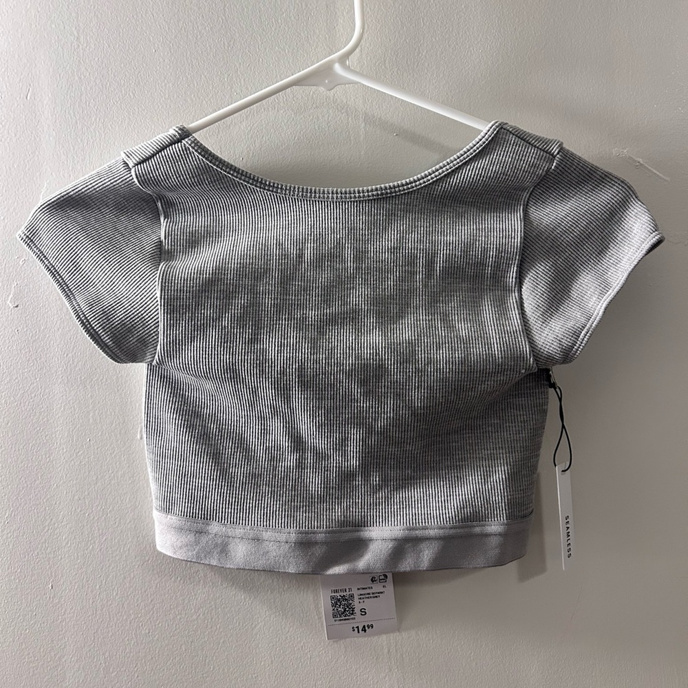 Gray Ribbed Women's Top